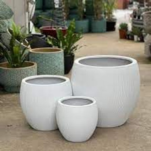 Pot - Saxon Belly Ribbed White (97938)