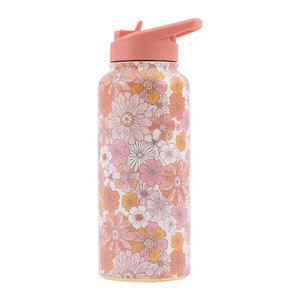 Water Bottle - Floral Retro Si