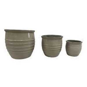 Pot - Glazed Ribbed Cream L