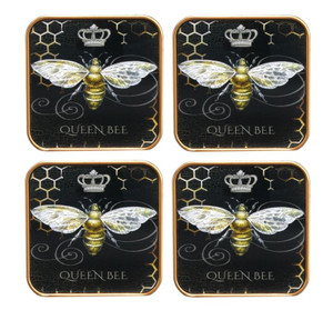 Coaster - Bee On Black 11cm