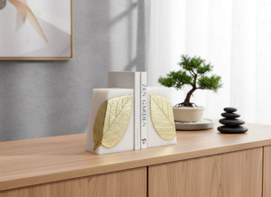 Bookends - Bodhi Leaf White &