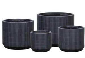Pot - Glazed Ribbed Olive/Crea (115043) (115056)