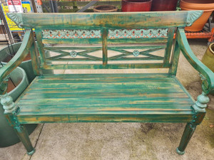 Bench - Batik Teak Carved Gree
