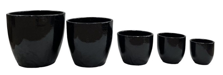 Pot - Round Glazed Black XL