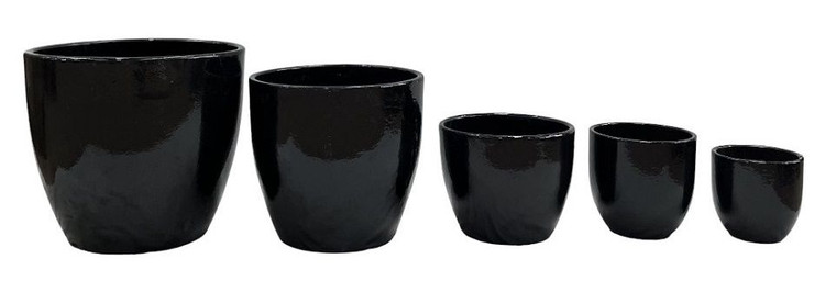 Pot - Round Glazed Black S