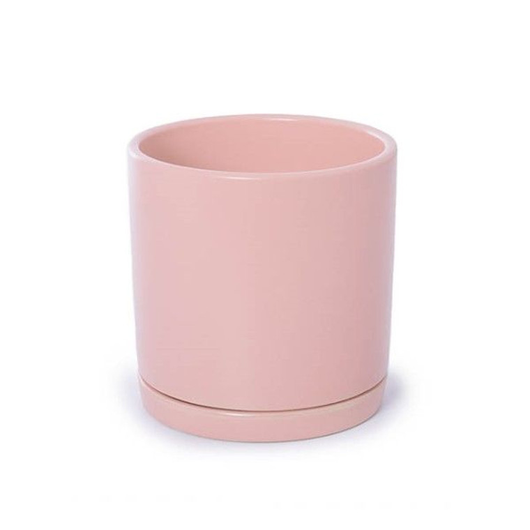 Ceramic Pot & Saucer - Pink Sa