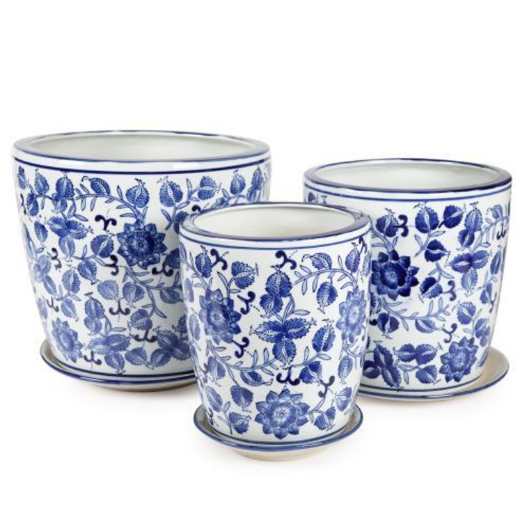 Pot - Wild Rose Blue & White M