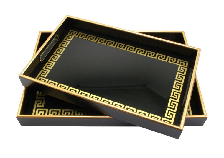 Tray - Grecian Black & Gold L