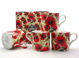 Mug - Bone China Red Poppy