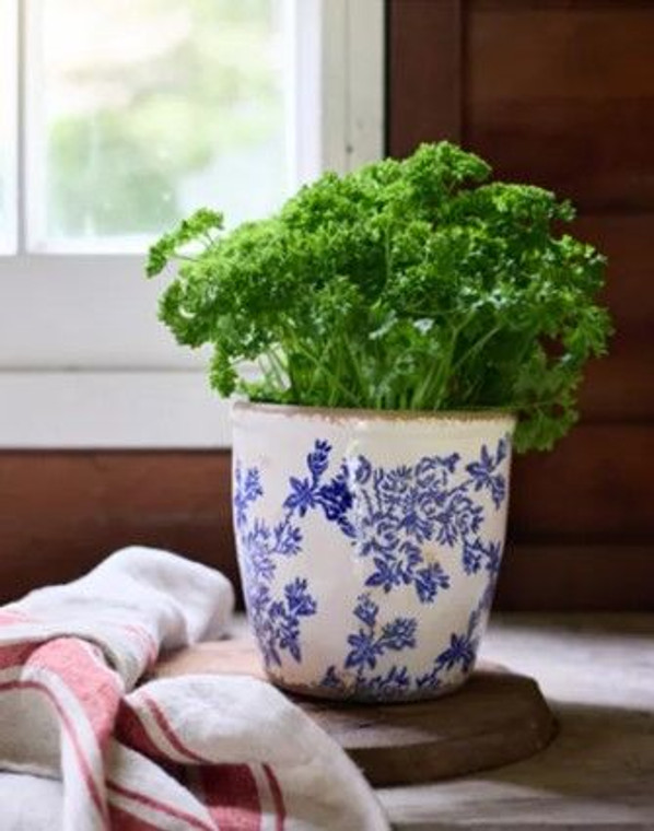 Pot - Floral Blue L