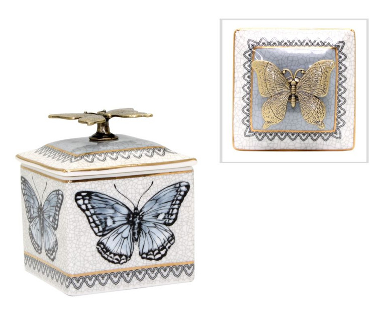Trinket Box - Butterfly Grey