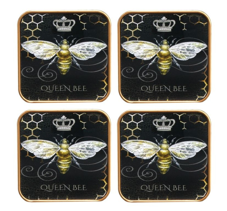 Coaster - Bee On Black 11cm