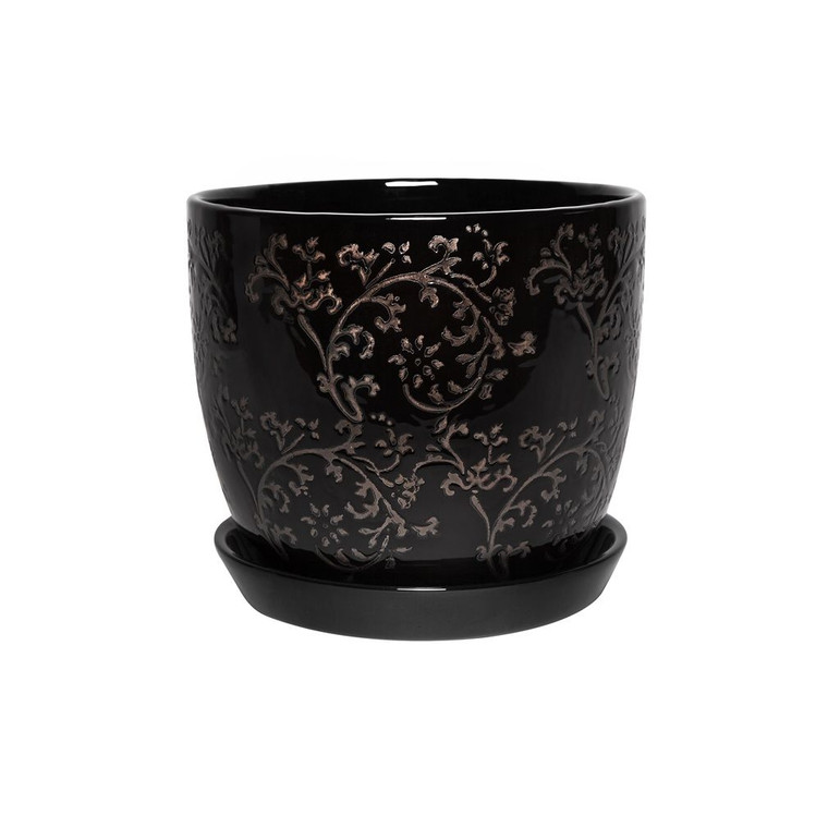Planter - Baroque Black 9cm