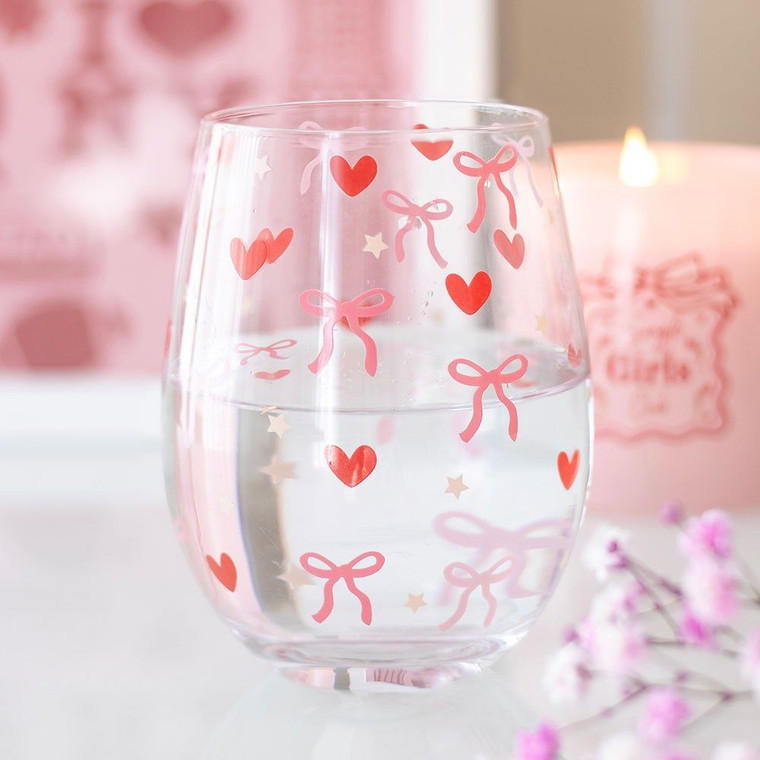 Glass Tumbler - Bow & Heart