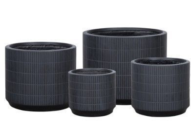 Pot - Glazed Ribbed Olive/Crea (115043) (115056)