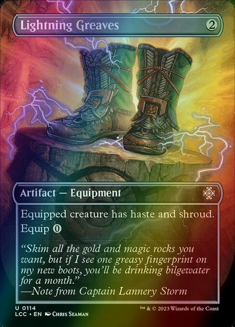 Lightning Greaves (Borderless - 114) (foil, LCC) Lightning Greaves (Borderless - 114) (foil, LCC)