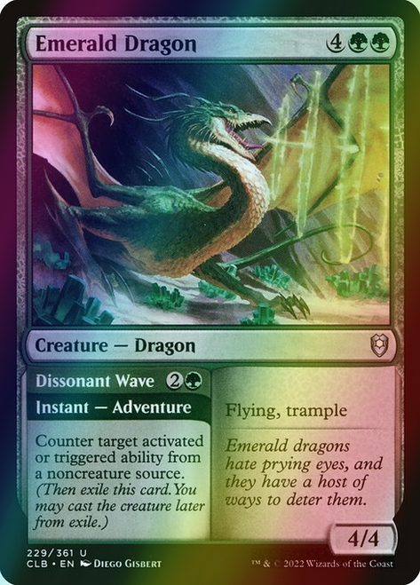 Emerald Dragon // Dissonant Wave (229) (foil, CLB)
