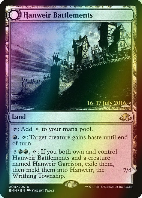 Hanweir Battlements // Hanweir, the Writhing Township (204s) (foil, PEMN)