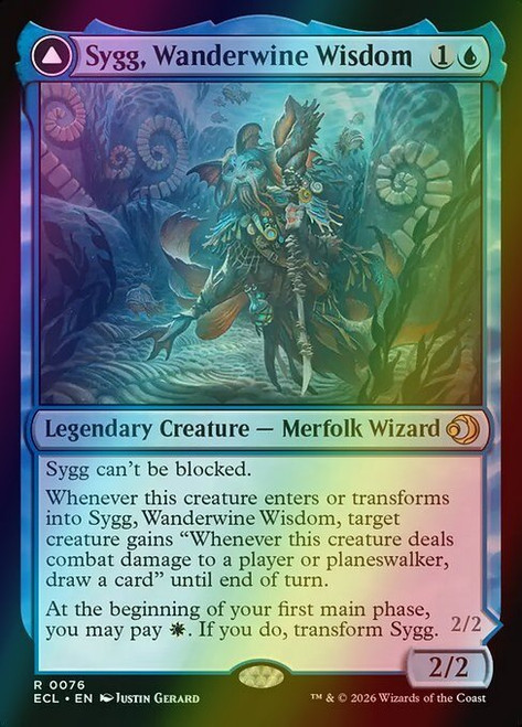 Sygg, Wanderwine Wisdom // Sygg, Wanderbrine Shield (76) (foil, ECL)