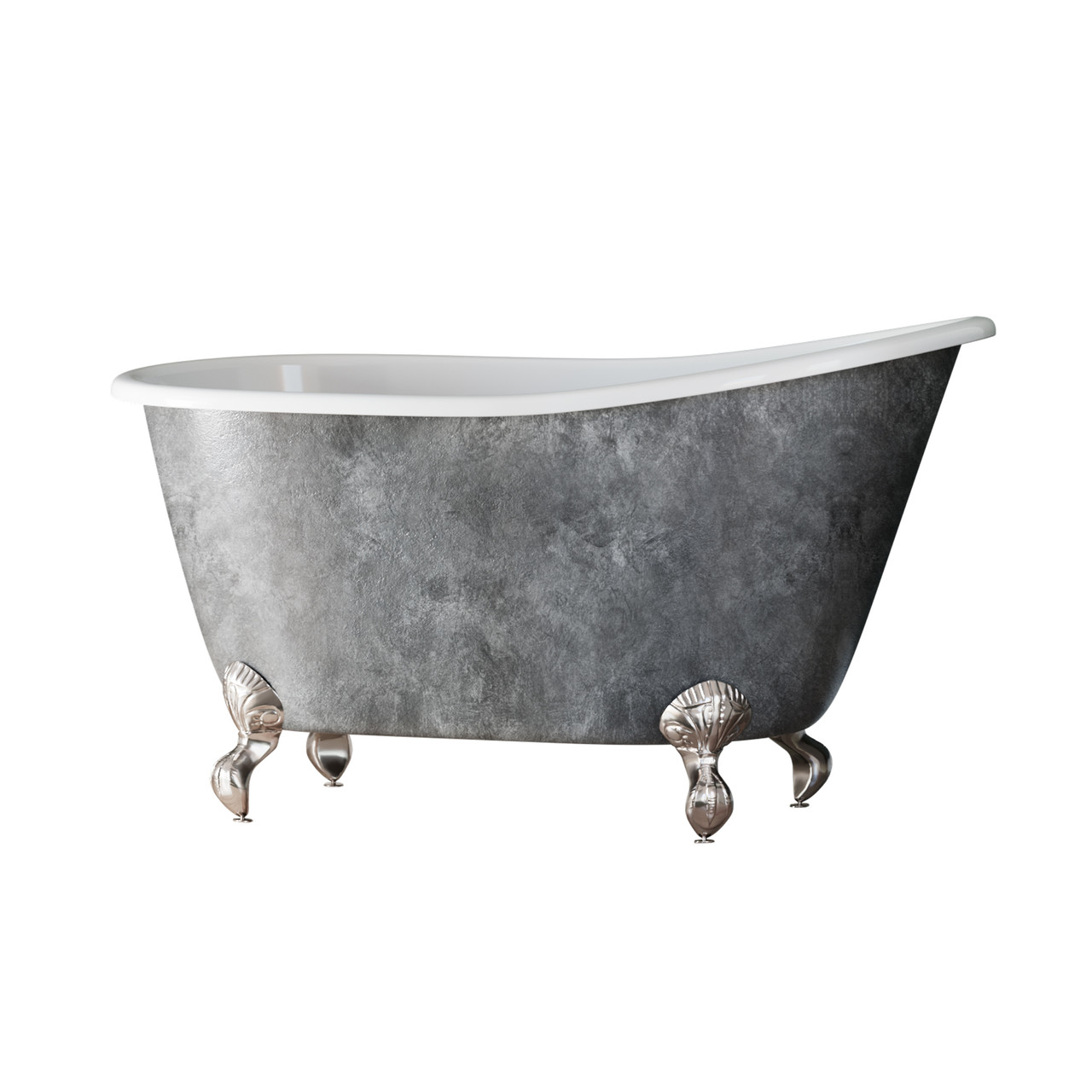 54 Inch Scorched Platinum Cast Iron Swedish Slipper Clawfoot