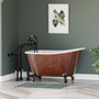 54 Inch Copper Bronze Swedish Slipper Cast Iron Clawfoot Tub With No Faucet Holes & CAM398463 Freestanding Faucet