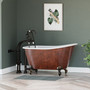 54 Inch Copper Bronze Swedish Slipper Cast Iron Clawfoot Tub With No Faucet Holes & CAM398684 Freestanding Faucet