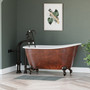 58 Inch Copper Bronze Cast Iron Swedish Slipper Clawfoot Tub W/ 398684 Freestanding Faucet in Oil Rubbed Bronze