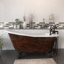 61" Copper Bronze Finished Cast Iron Single Slipper Clawfoot Bathtub With 463D-2 Deck Mounted Faucet In Oil Rubbed Bronze