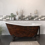 61" Copper Bronze Finished Cast Iron Single Slipper Clawfoot Bathtub