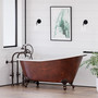 67 Inch Copper Bronze Cast Iron Slipper Clawfoot Tub With No Faucet Holes & 398463 Freestanding Faucet