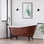 67 Inch Copper Bronze Cast Iron Slipper Clawfoot Tub With No Faucet Holes & 150 Freestanding Faucet