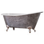 67 Inch Scorched Platinum Cast Iron Slipper Clawfoot Tub With Deck Holes & Brushed Nickel Feet - ST67-DH-BN-SP