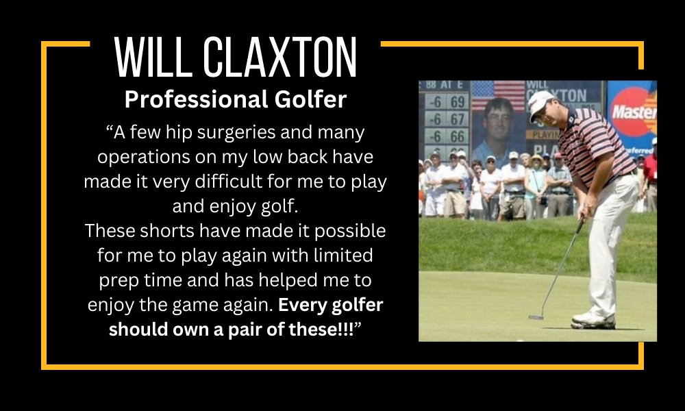 Will Claxton Testimonial for SAFS shorts. Will is a PGA professional Golfer. SAFS shorts relieve his hip and back pain.