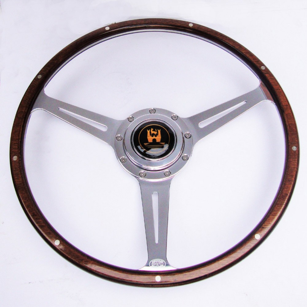 POLISHED WOODGRAIN STEERING WHEEL WITH GOLD CREST, SPLITSCREEN
