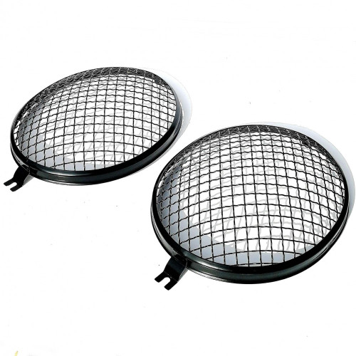 Stealth Black Vintage Style Mesh Headlight Grilles, Bus/Bug > 67