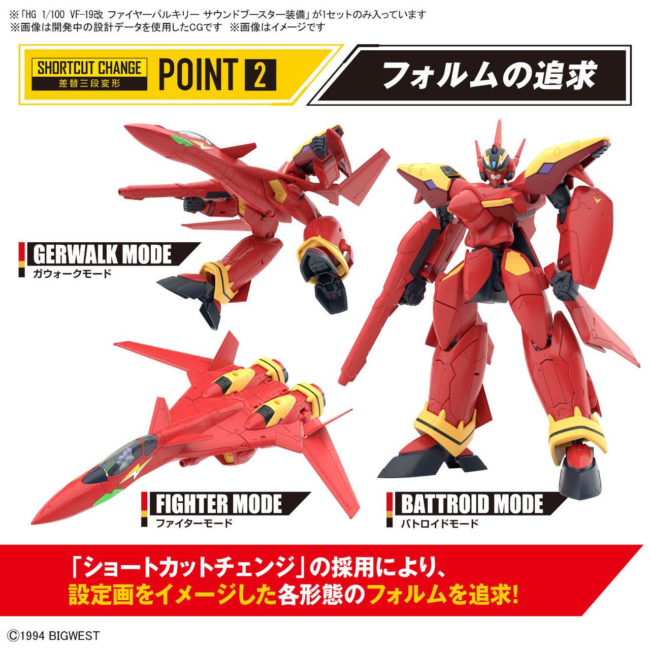 BANDAI VF-19 FIRE VALKYRIE 2機セット 1/100 HG VF-19 Fire Valkyrie with Sound Booster — Ani Mecha
