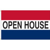 3' x 5' Message Flag "OPEN HOUSE" Red/White/Blue Nylon with Header and Grommets, 120055
