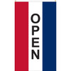 3' x 5' Message Flag "OPEN (Vertical)" Red/White/Blue Nylon with Header and Grommets, 120109