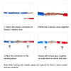 Step by Step instructions on how to splice the positive and negative conductors. Note, positive must be connected to positive and negative to the negative. Please see additional video on how to finish the splice using the black heat shrink tubing over the previously joined conductors and black outer jacket of the low voltage cable.