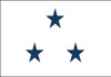 Navy Non-Seagoing Vice Admiral Flag, 3 Star Nylon Applique with Snap and Ring, Size 7 (1'10"x 2'8"), 3101022ADN