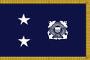 Coast Guard Rear Admiral Flag, 2 Star Nylon Applique with Pole Hem and Gold Fringe, Size 4'4" x 5'6", USCGM002104054
