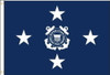 Coast Guard Admiral Flag, 4 Star Nylon Applique with Snap and Ring, Size 6 (3'6"x 5'1"), USCGM004103052