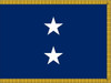 Navy Rear Admiral Upper Half Flag, 2 Star Nylon Applique with Pole Hem and Gold Fringe, Size 3' X 5', 2103054ADM