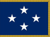 Navy Admiral Flag, 4 Star Nylon Applique with Pole Hem and Gold Fringe, Size 4'4" x 5'6", 4104054ADM