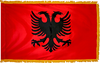 AlbaniaFlag with Pole Hem and Gold Fringe