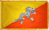 Bhutan Flag with Pole Hem and Gold Fringe