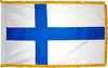 FinlandFlag with Pole Hem and Gold Fringe