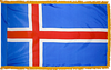 IcelandFlag with Pole Hem and Gold Fringe