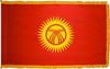 KyrgyzstanFlag with Pole Hem and Gold Fringe