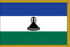 LesothoFlag with Pole Hem and Gold Fringe